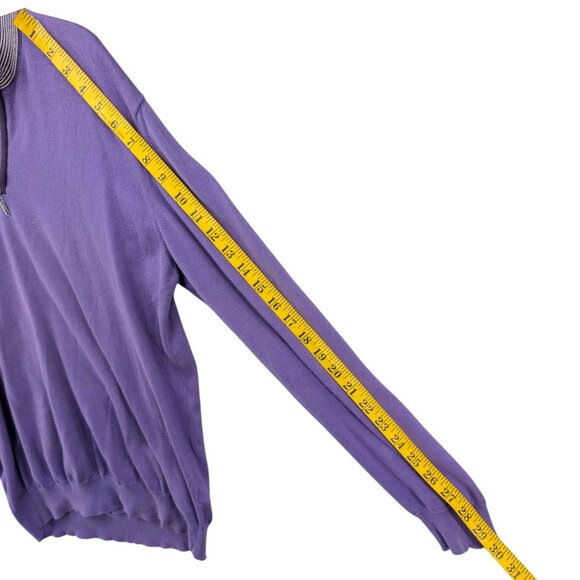 Altea 1/4 Zip Sweater Mens Purple Long Sleeve Pullover Made in Italy Size L - Picture 8 of 9